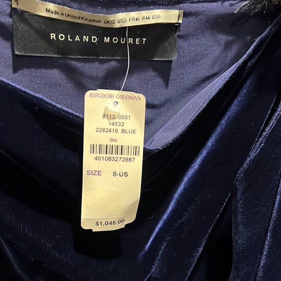 One shoulder top designer by Roland mouret velvet navy with tags - Picture 2 of 3